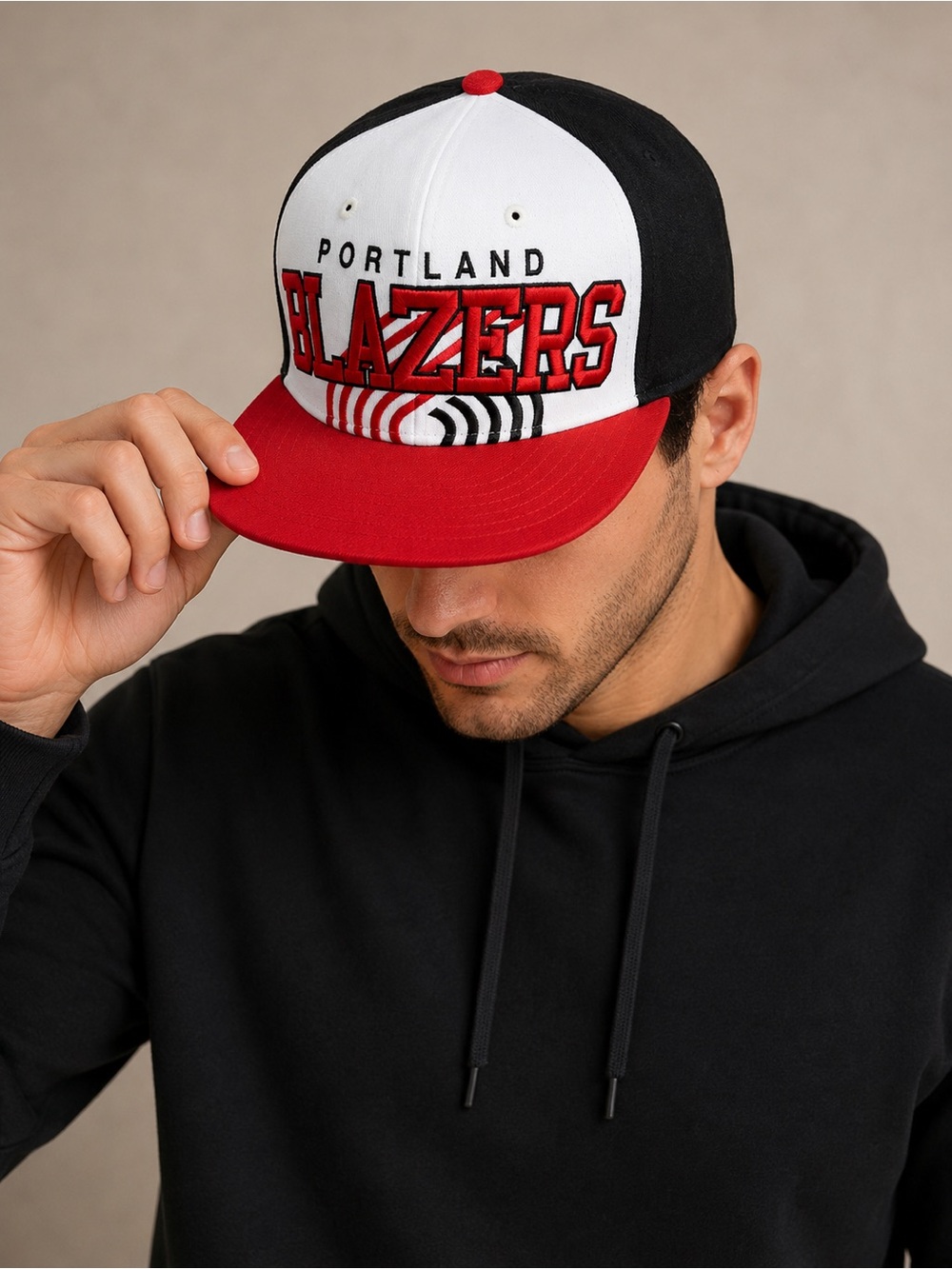 ’47 Brand Portland Trail Blazers NBA Snapback Cap Hat – Red, Black & White